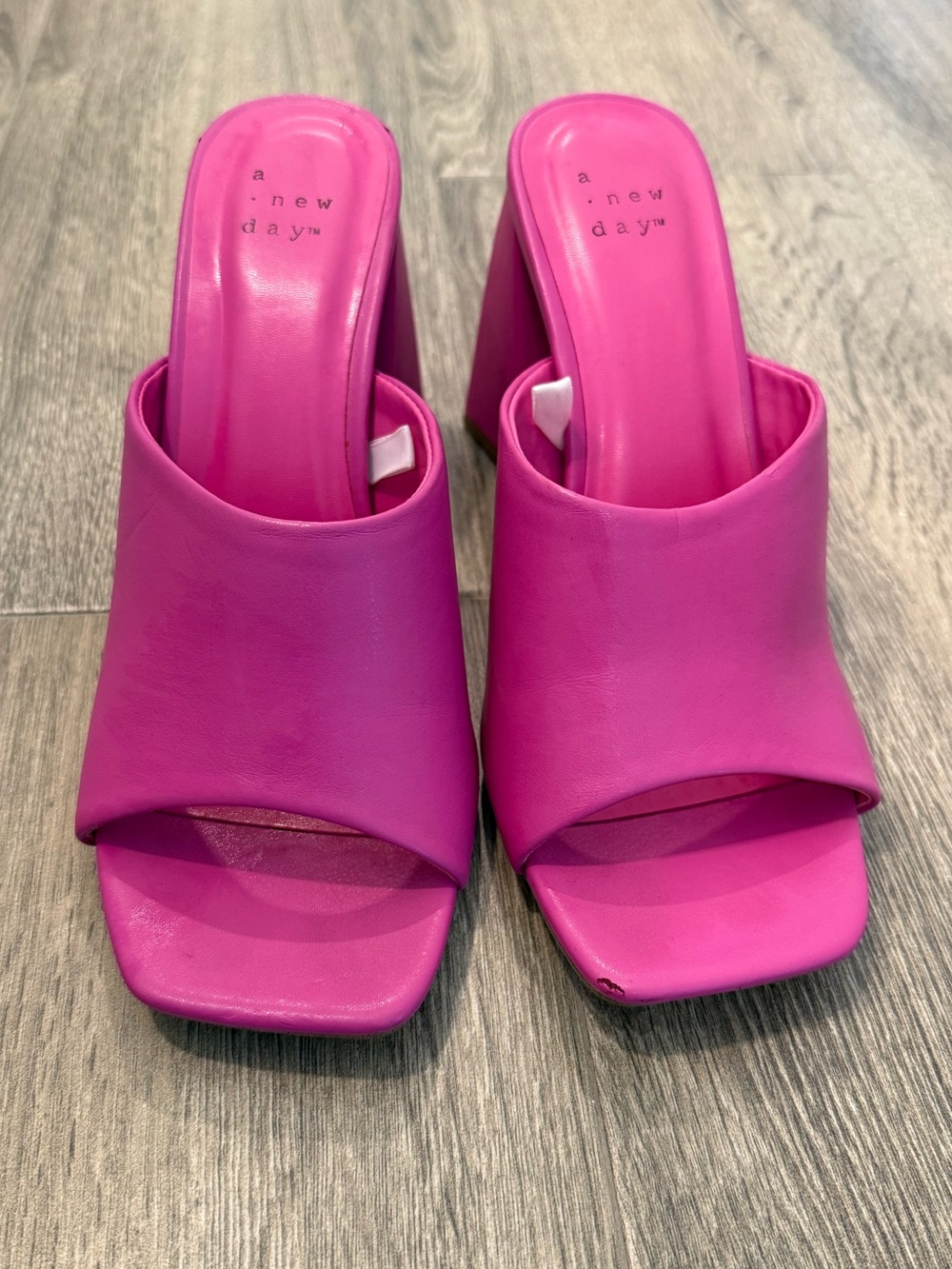 a new day Hot Pink Open-Toe Square Mule Heels size 8